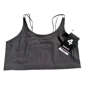 FOURLAPS Poise Longline Bra Graphite Gray‎ Women's Size Large NWT Run Low Impact